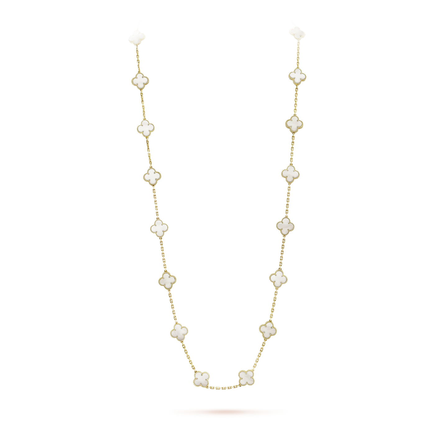 Wanderlust Studio Clover Leaf Long Necklace, 925 Sterling Silver, 18k Gold Plated, 20 Motifs