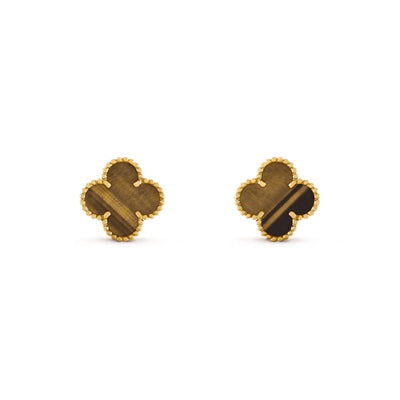 Wanderlust Studio Clover Leaf Earstuds, 925 Silver, 18k Gold Plated, Large Motifs