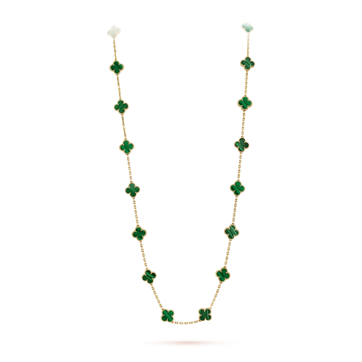 Wanderlust Studio Clover Leaf Long Necklace, 925 Sterling Silver, 18k Gold Plated, 20 Motifs