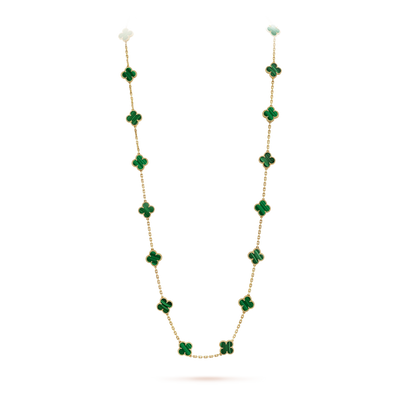 Wanderlust Studio Clover Leaf Long Necklace, 925 Sterling Silver, 18k Gold Plated, 20 Motifs