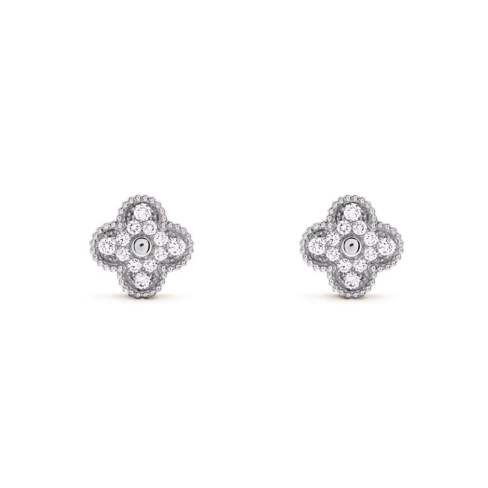 Wanderlust Studio Clover Leaf Earstuds, 925 Silver, 18k Gold Plated, Large Motifs