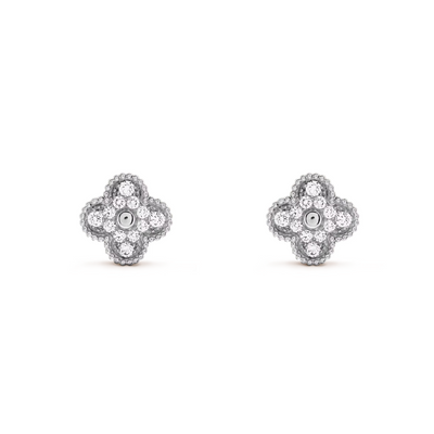 Wanderlust Studio Clover Leaf Earstuds, 925 Silver, 18k Gold Plated, Large Motifs