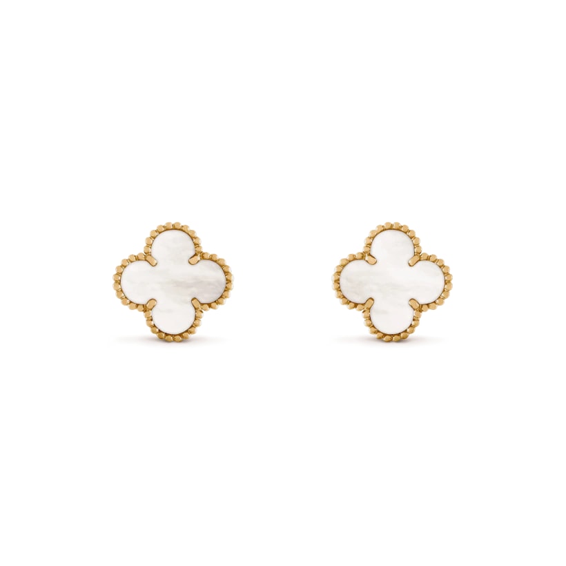 Wanderlust Studio Clover Leaf Earstuds, 925 Silver, 18k Gold Plated, Large Motifs