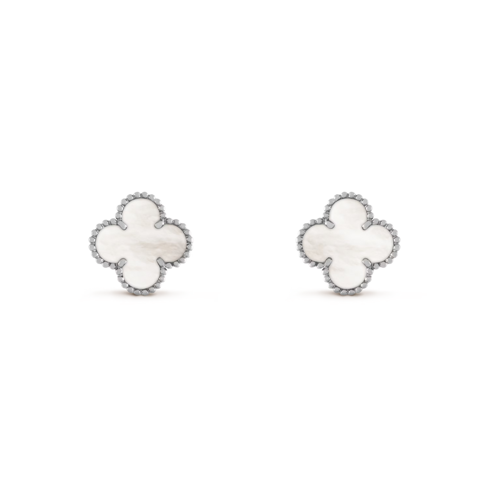 Wanderlust Studio Clover Leaf Earstuds, 925 Silver, 18k Gold Plated, Large Motifs