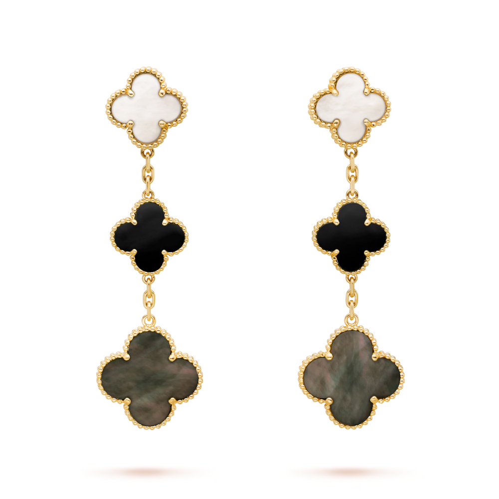 Wanderlust Studio Clover Leaf Earstuds, 925 Silver, 18k Gold Plated, Large Motifs (3 patterns)