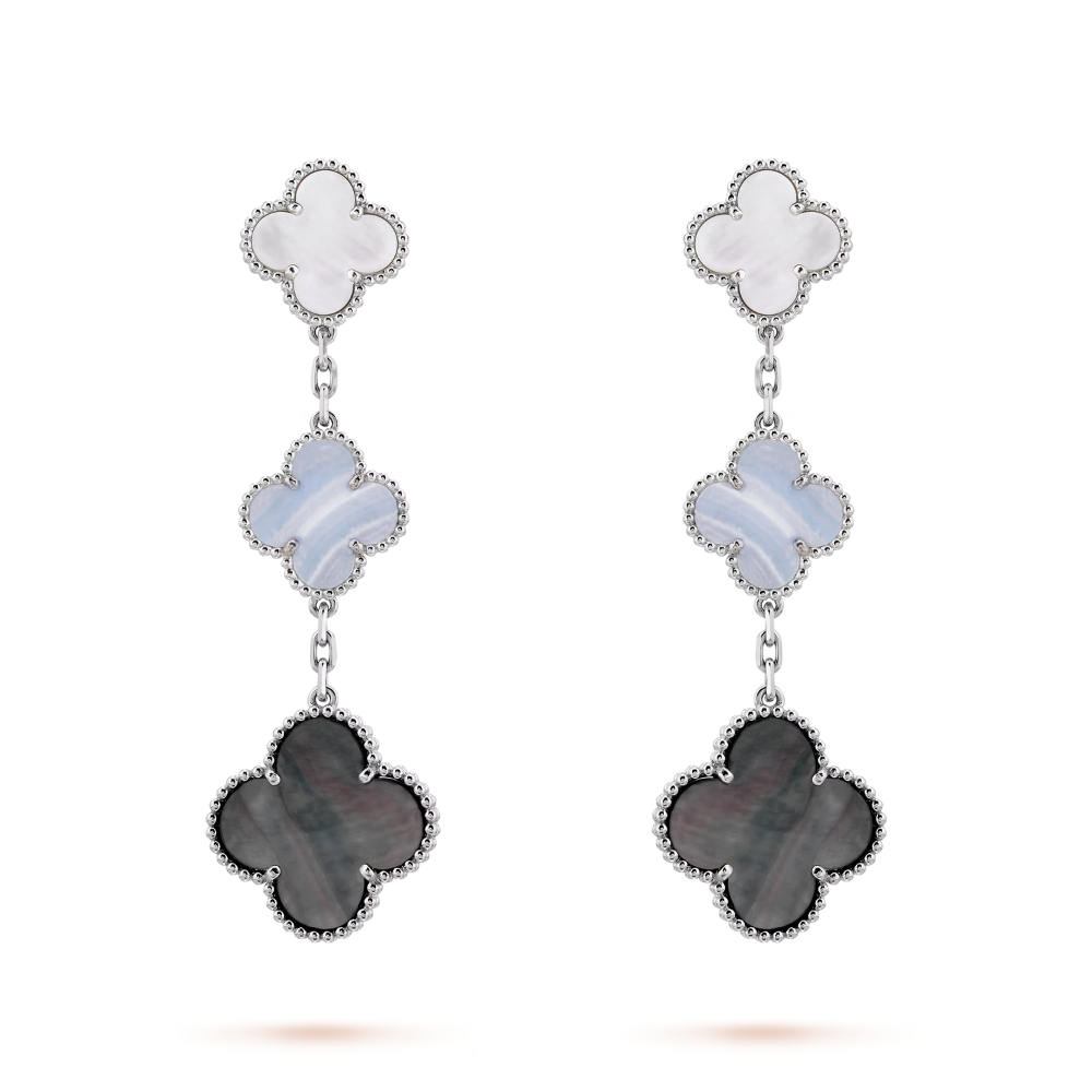 Wanderlust Studio Clover Leaf Earstuds, 925 Silver, 18k Gold Plated, Large Motifs (3 patterns)