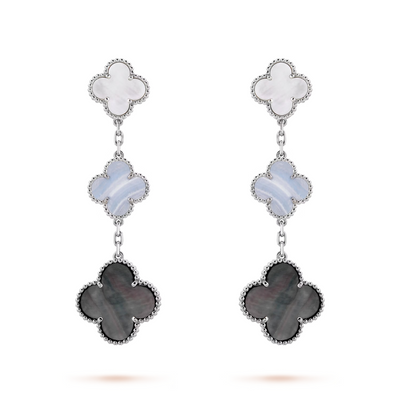 Wanderlust Studio Clover Leaf Earstuds, 925 Silver, 18k Gold Plated, Large Motifs (3 patterns)