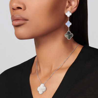 Wanderlust Studio Clover Leaf Earstuds, 925 Silver, 18k Gold Plated, Large Motifs (3 patterns)