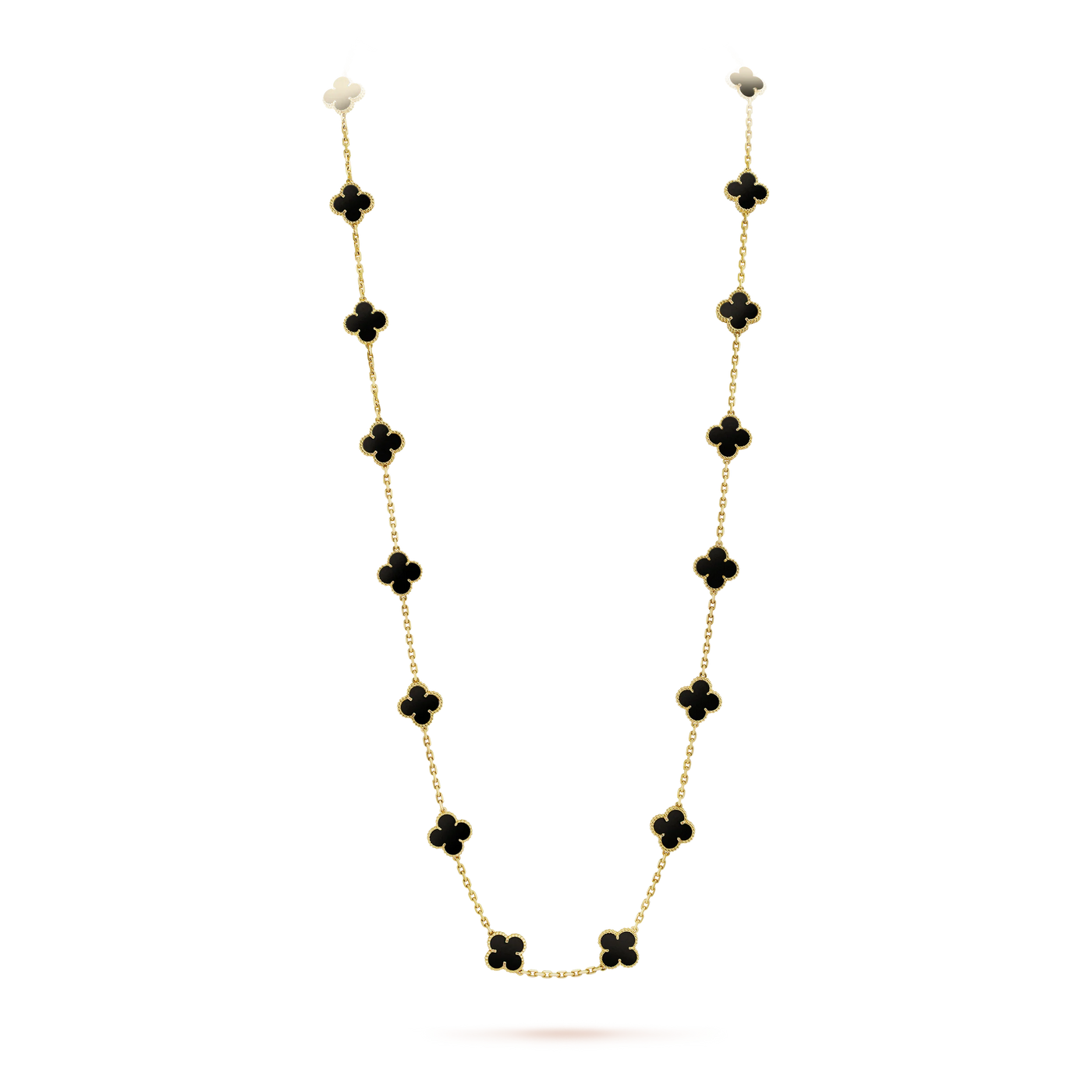 Wanderlust Studio Clover Leaf Long Necklace, 925 Sterling Silver, 18k Gold Plated, 20 Motifs