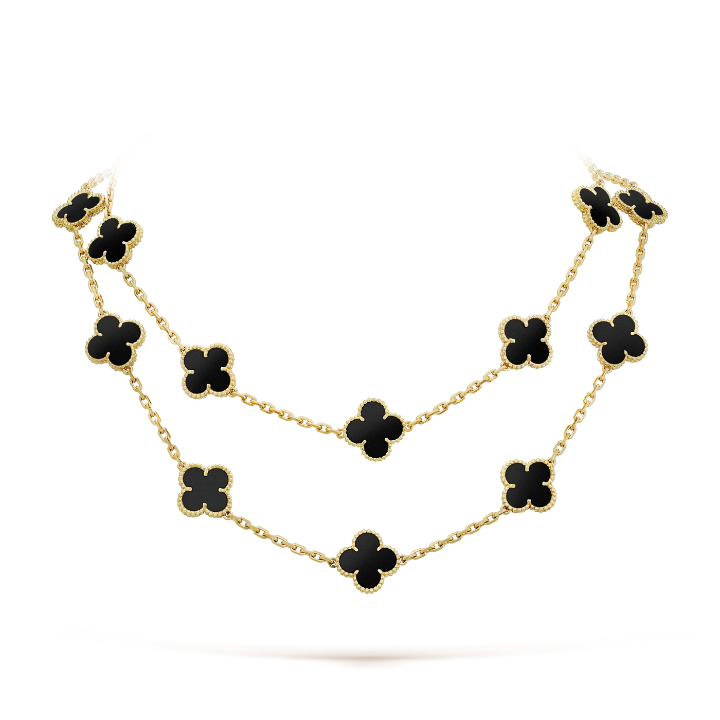 Wanderlust Studio Clover Leaf Long Necklace, 925 Sterling Silver, 18k Gold Plated, 20 Motifs