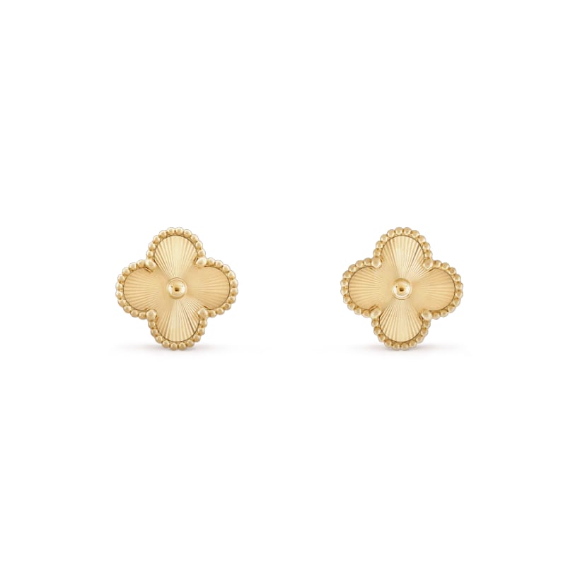 Wanderlust Studio Clover Leaf Earstuds, 925 Silver, 18k Gold Plated, Large Motifs