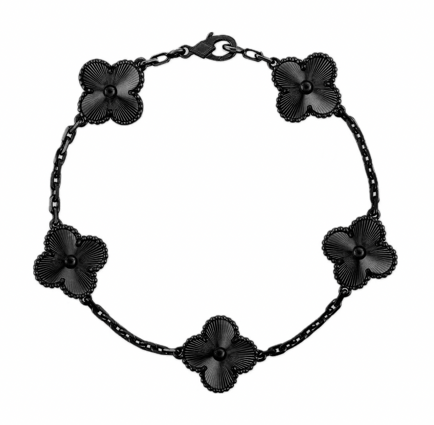 Wanderlust Studio Clover Leaf Bracelet, Black Tungsten Carbide, Stainless Steel