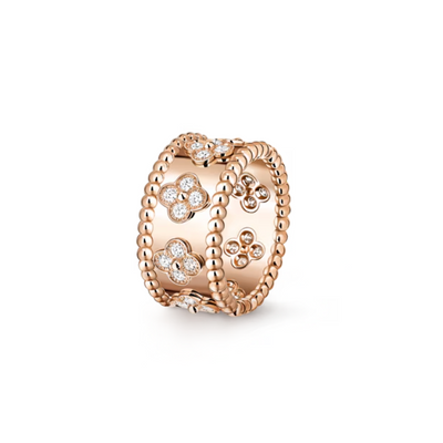 Wanderlust Studio Clover Beads Ring, Sterling Silver, 18k Rose Gold Plated