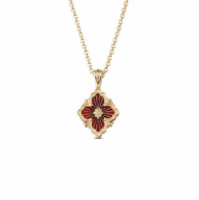 Wanderlust Studio Artisan Vintage Clover Lace Pendant Necklace – Sterling Silver, 18K Gold Plated, Big motif